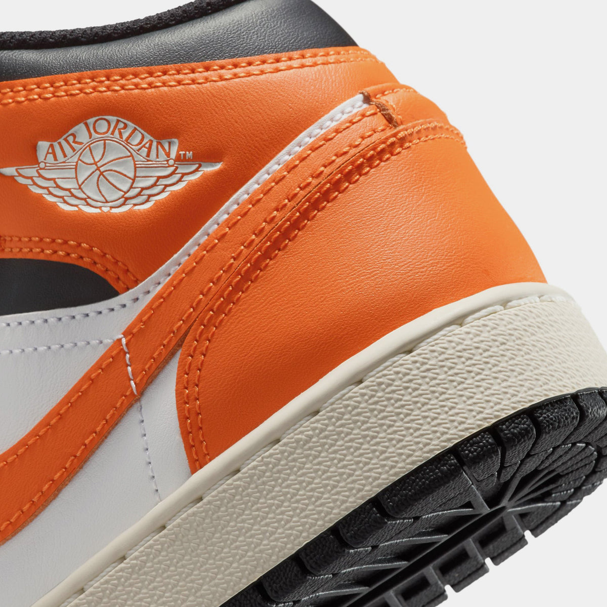 Exclusive Air Jordan 1 Mid Grade School Lifestyle Shoes (Starfish/White/Sail/Black) — 3.5Y — Lifestyle View
