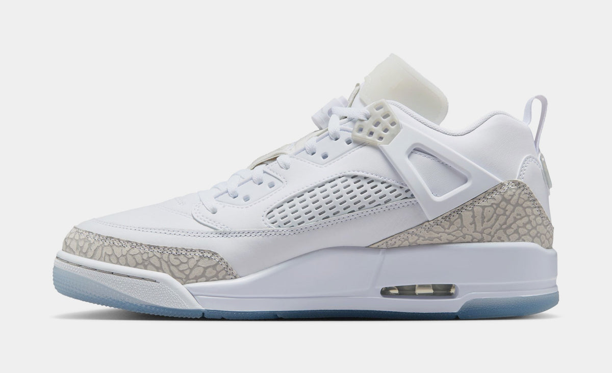 Exclusive Spizike Low Mens Basketball Shoes (White/Metallic Silver/Barely Blue/Neutral Grey) — 8 — Back View