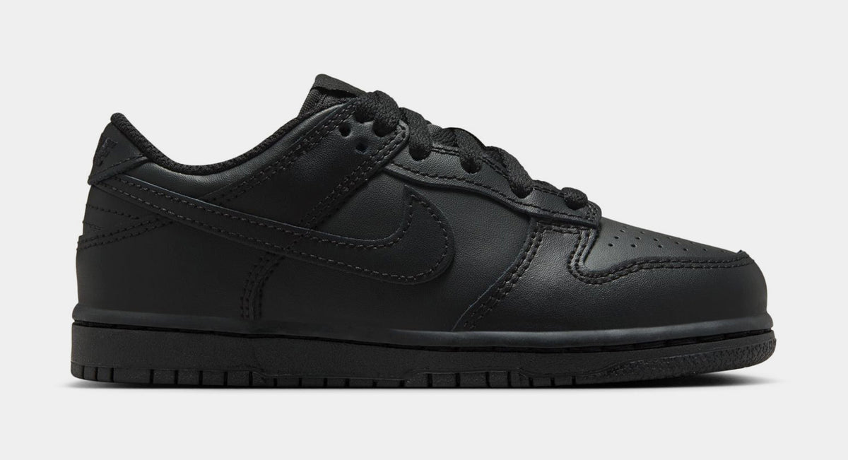 Exclusive Dunk Low Preschool Lifestyle Shoes (Triple Black) — 10.5C — Front View