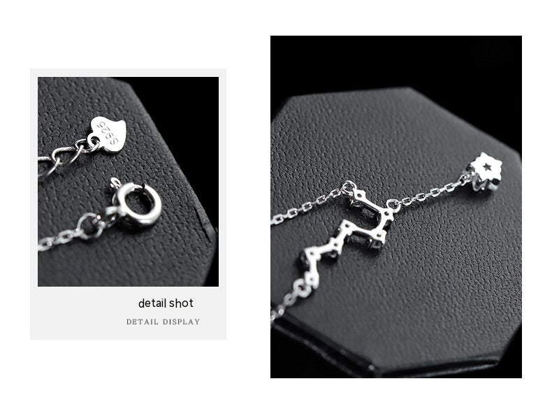 Exclusive 925 Sterling Silver Big Dipper Anklet — White Gold Color — Size 925 Silver — Alternate View 8