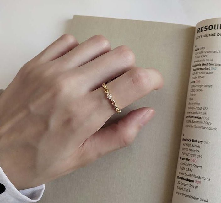 Exclusive 925 Sterling Silver Gold Plated Ring – Elegant Minimalist Band for Women — Gold — Side View