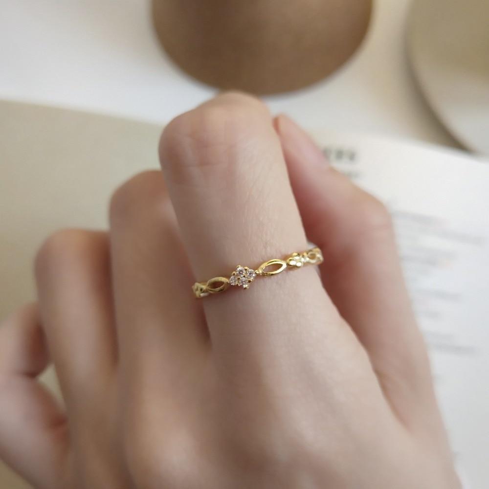 Exclusive 925 Sterling Silver Gold Plated Ring – Elegant Minimalist Band for Women — Gold — Front View