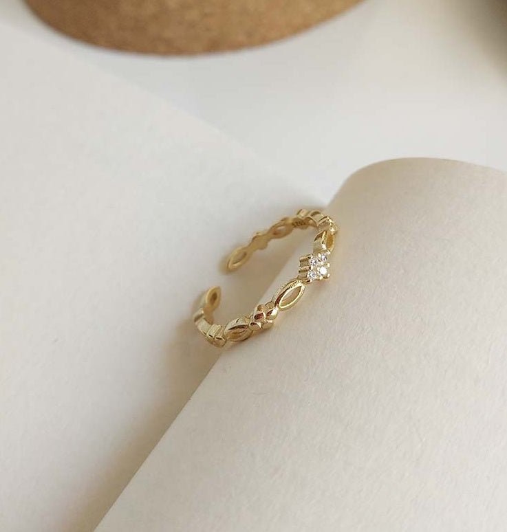 Exclusive 925 Sterling Silver Gold Plated Ring – Elegant Minimalist Band for Women — Gold — Detail View