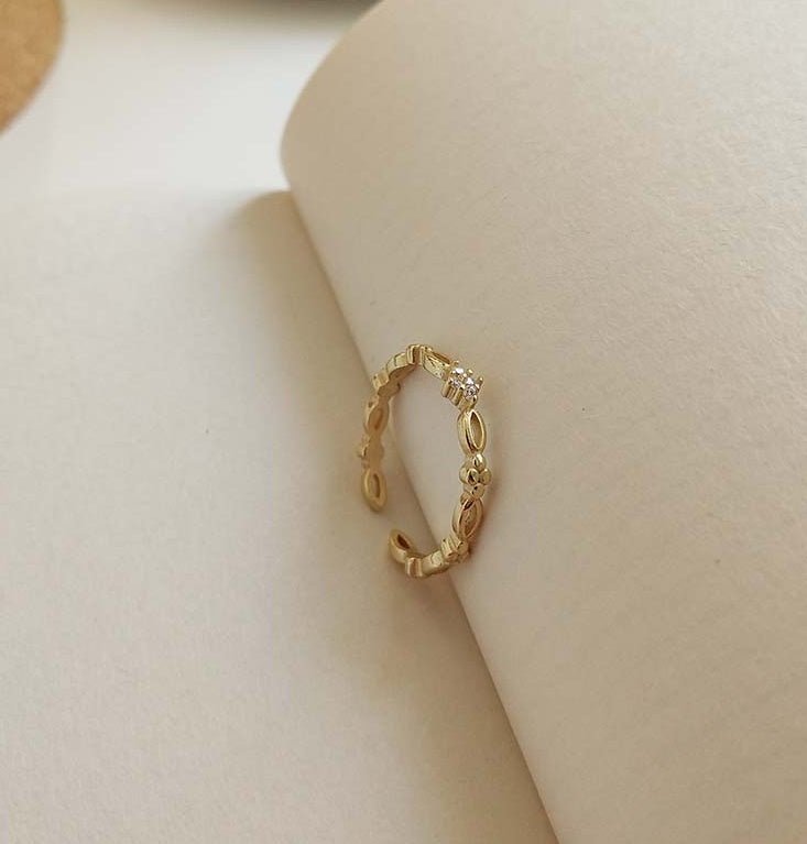 Exclusive 925 Sterling Silver Gold Plated Ring – Elegant Minimalist Band for Women — Gold — Top View