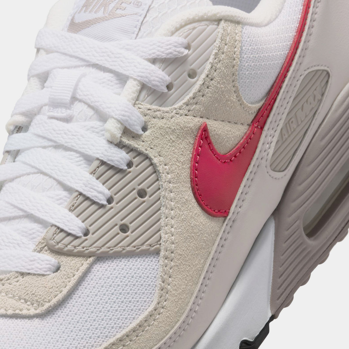 Exclusive Air Max 90 Mens Running Shoes (White/College Grey/Vast Grey/University Red) Final Sale — 6 — Back View