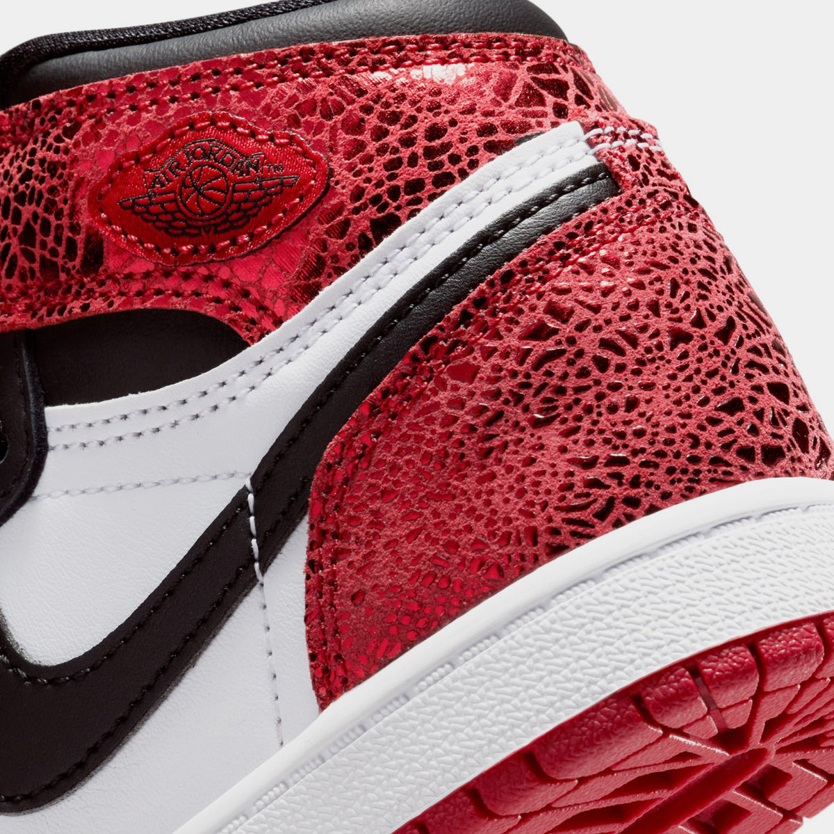Exclusive Air Jordan 1 Retro High OG Ruby Preschool Lifestyle Shoes (Varsity Red/Black/White) — 10.5C — Lifestyle View