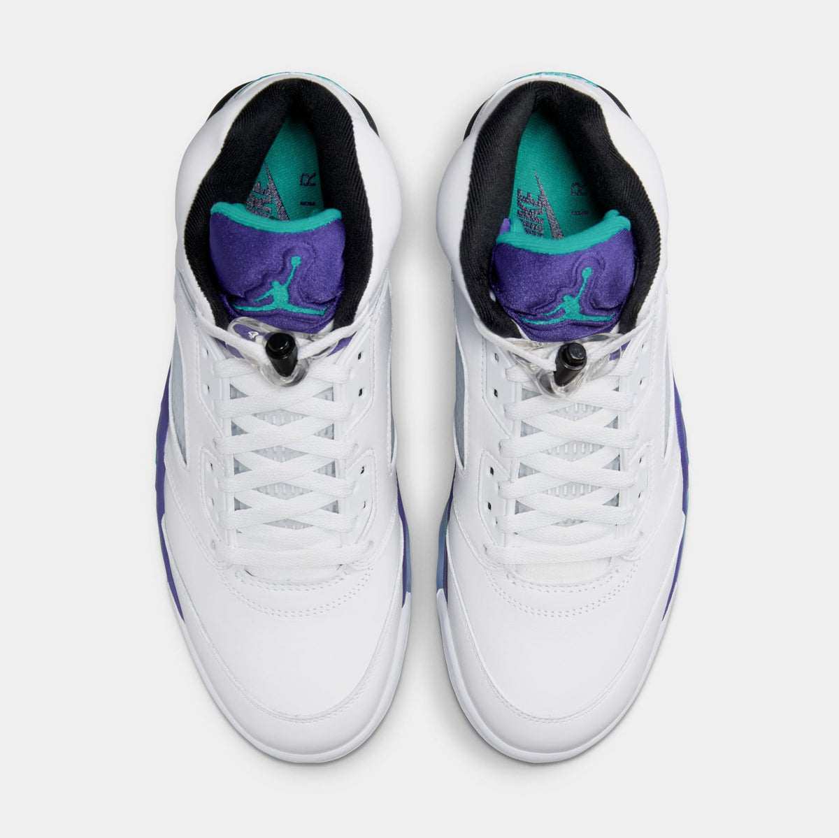 Exclusive Air Jordan 5 Retro Grape Mens Lifestyle Shoes (White/New Emerald/Grape Ice/Black) — 7 — Side View