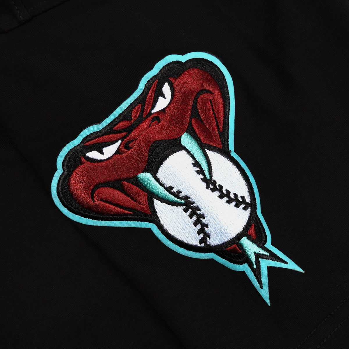 Exclusive Arizona Diamondbacks Team Badge Mens Short Sleeve Shirt (Black/Red) — S — Top View