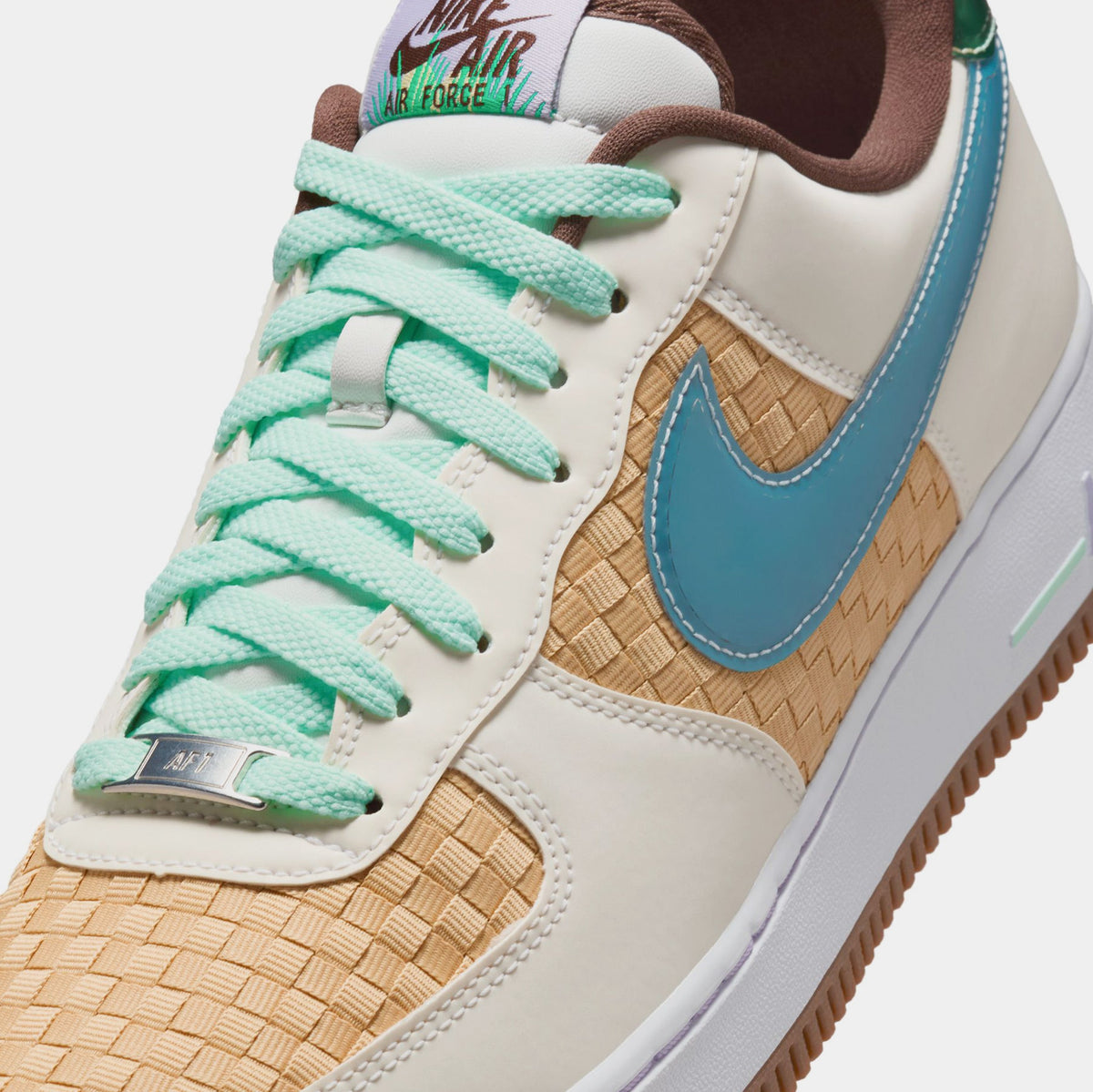 Exclusive Air Force 1 Retro Sesame and White Mens Basketball Shoes (Summit White/Glacier Blue/Mint Foam) — 5 — Back View