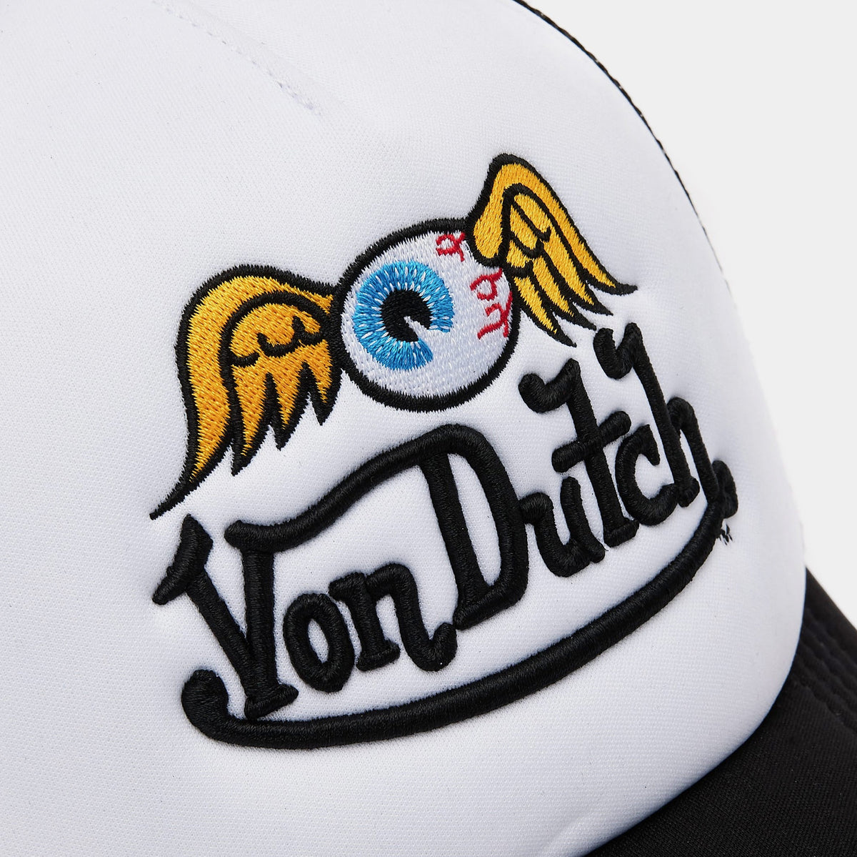 Exclusive Von Dutch Flying Eye Trucker Mens Hat (Black/White) — OS — Back View