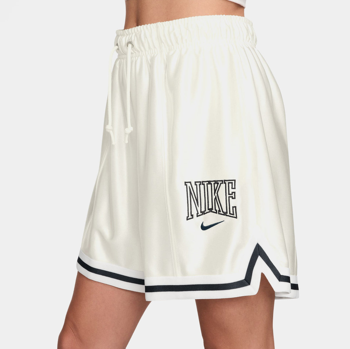 Exclusive Loose 6" Mid Rise Satin Womens Shorts (Sail/Armory Navy/Armory Navy) — XS — Back View