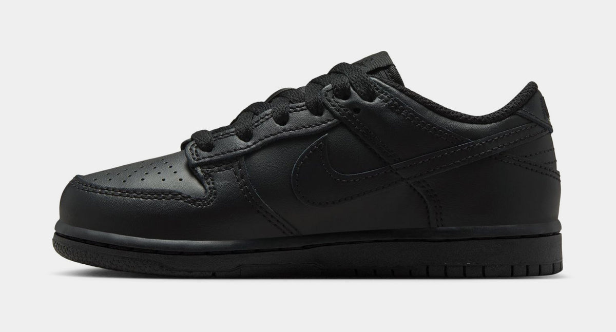 Exclusive Dunk Low Preschool Lifestyle Shoes (Triple Black) — 10.5C — Back View