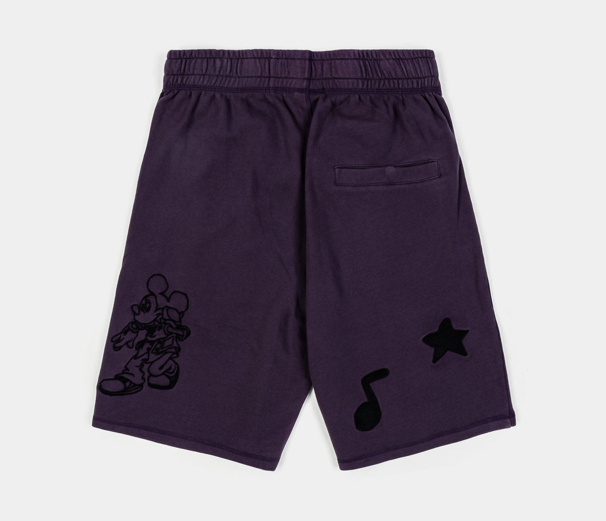 Exclusive Disney Mickey Mouse Real Life By Shoe Palace Fleece Mens Shorts (Purple/Black) — S — Back View