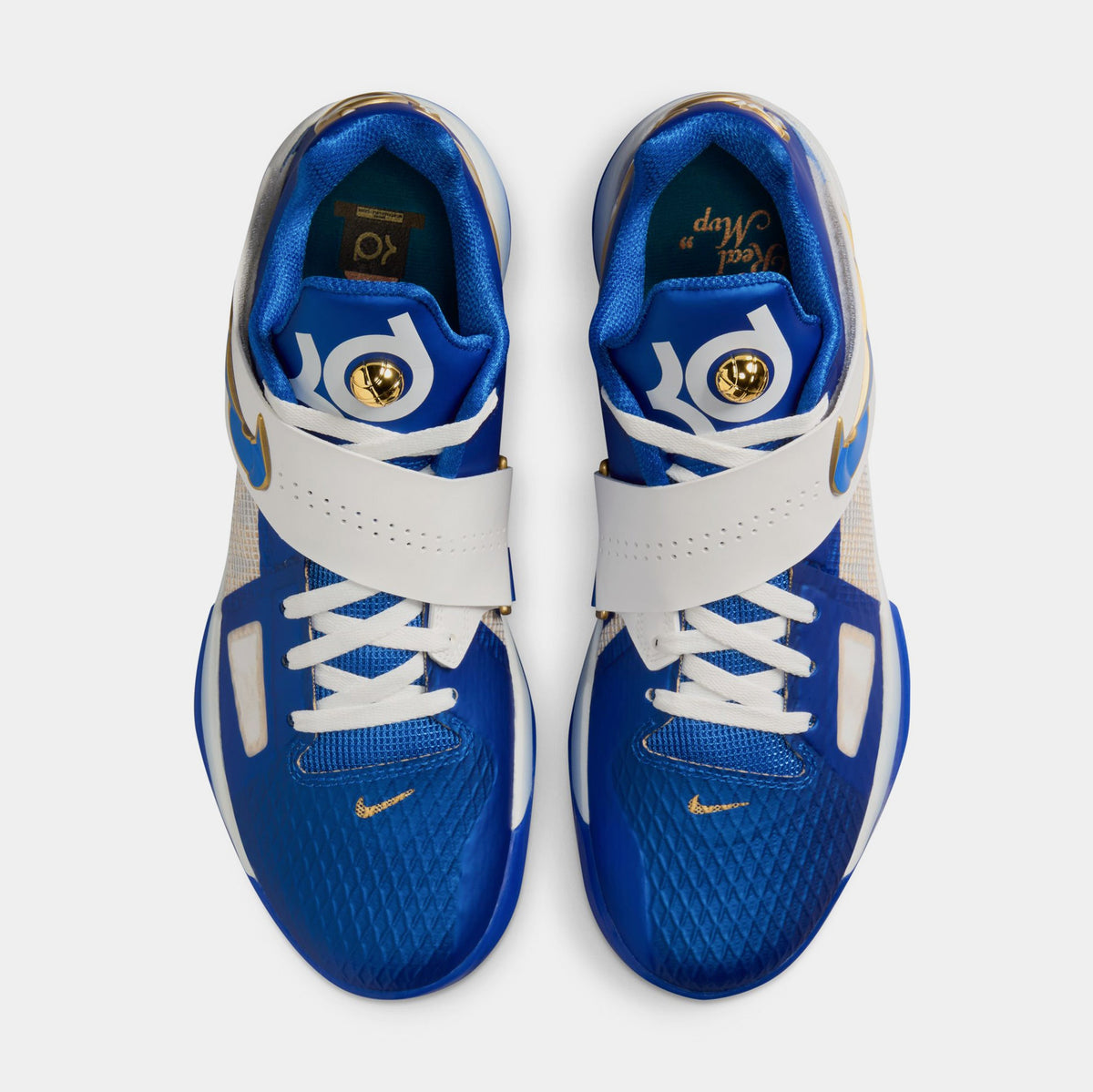 Exclusive Zoom KD 4 MVP Mens Basketball Shoes (Hyper Royal/Summit White/Metallic Gold) Final Sale — 6 — Side View