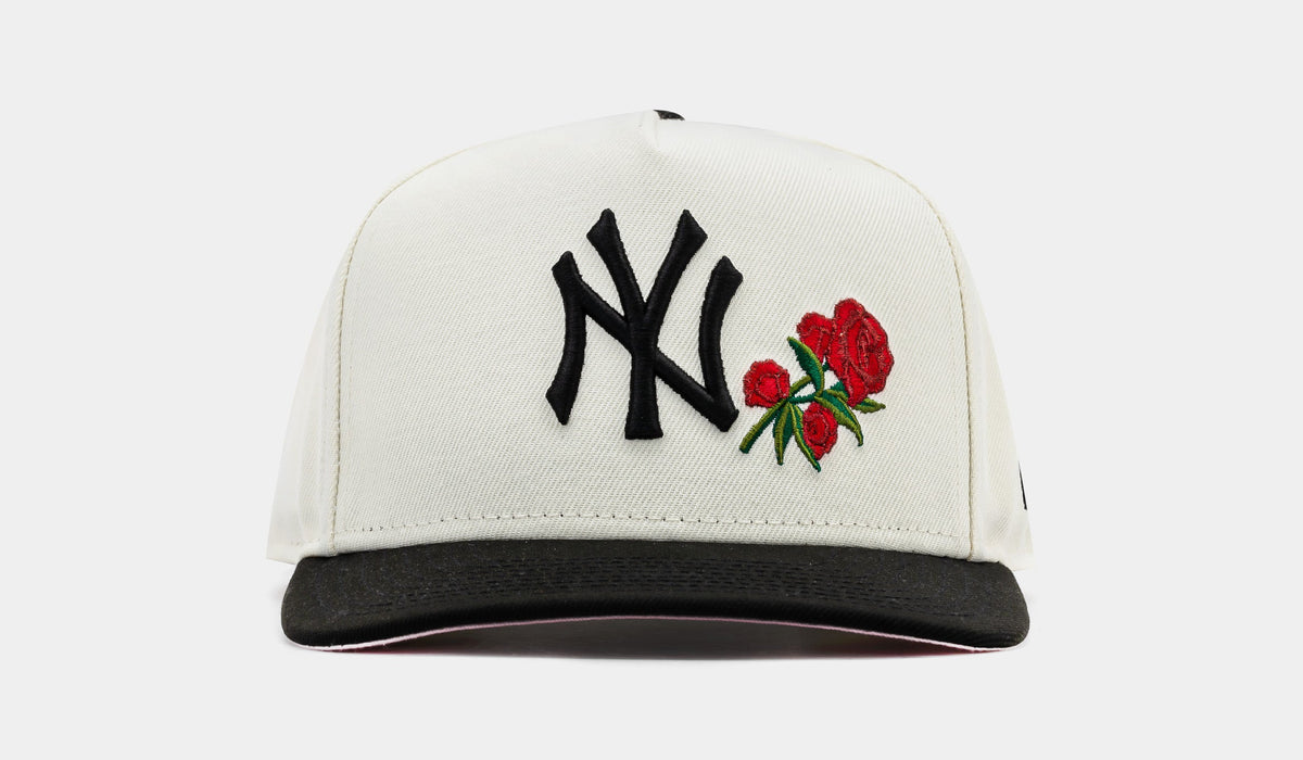 Exclusive Shoe Palace Exclusive New York Yankees Curve Rose 950AF Snapback Mens Hat (Beige/Black) — OS — Front View