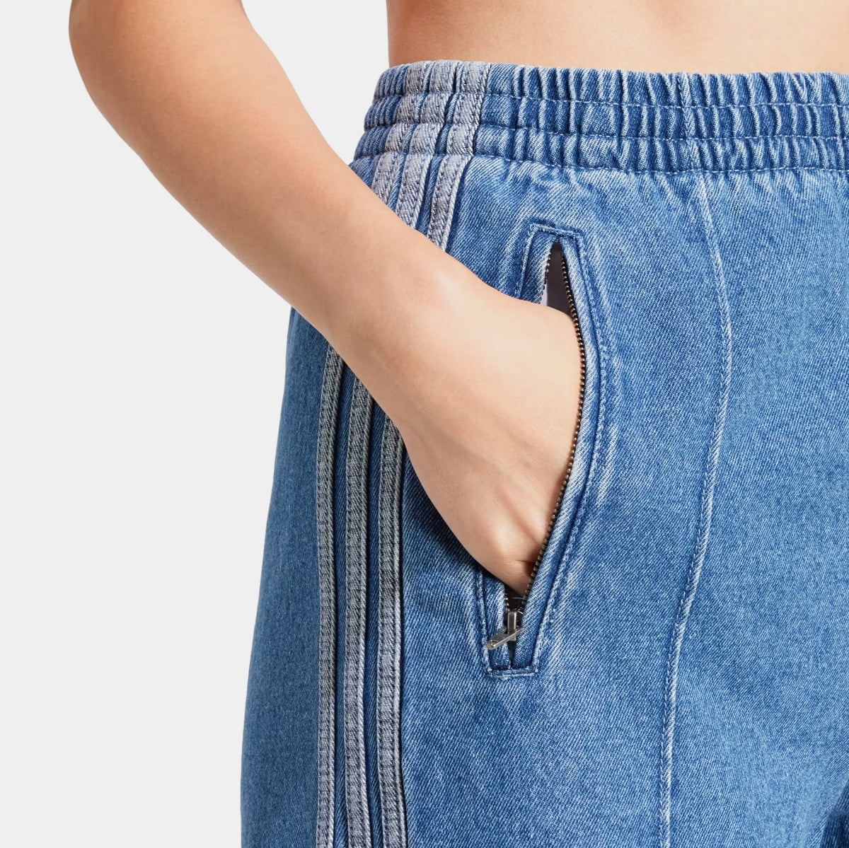 Exclusive Adicolor Denim Firebird Womens Shorts (Indigo Denim) — XS — Top View