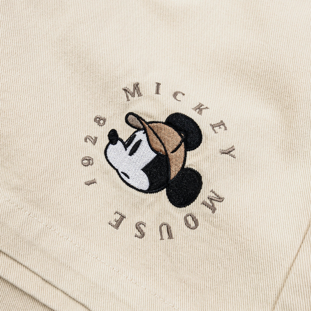 Exclusive Disney Mickey Mouse Real Life By Shoe Palace Explorer Woven Mens Shorts (Beige/Black) — S — Top View