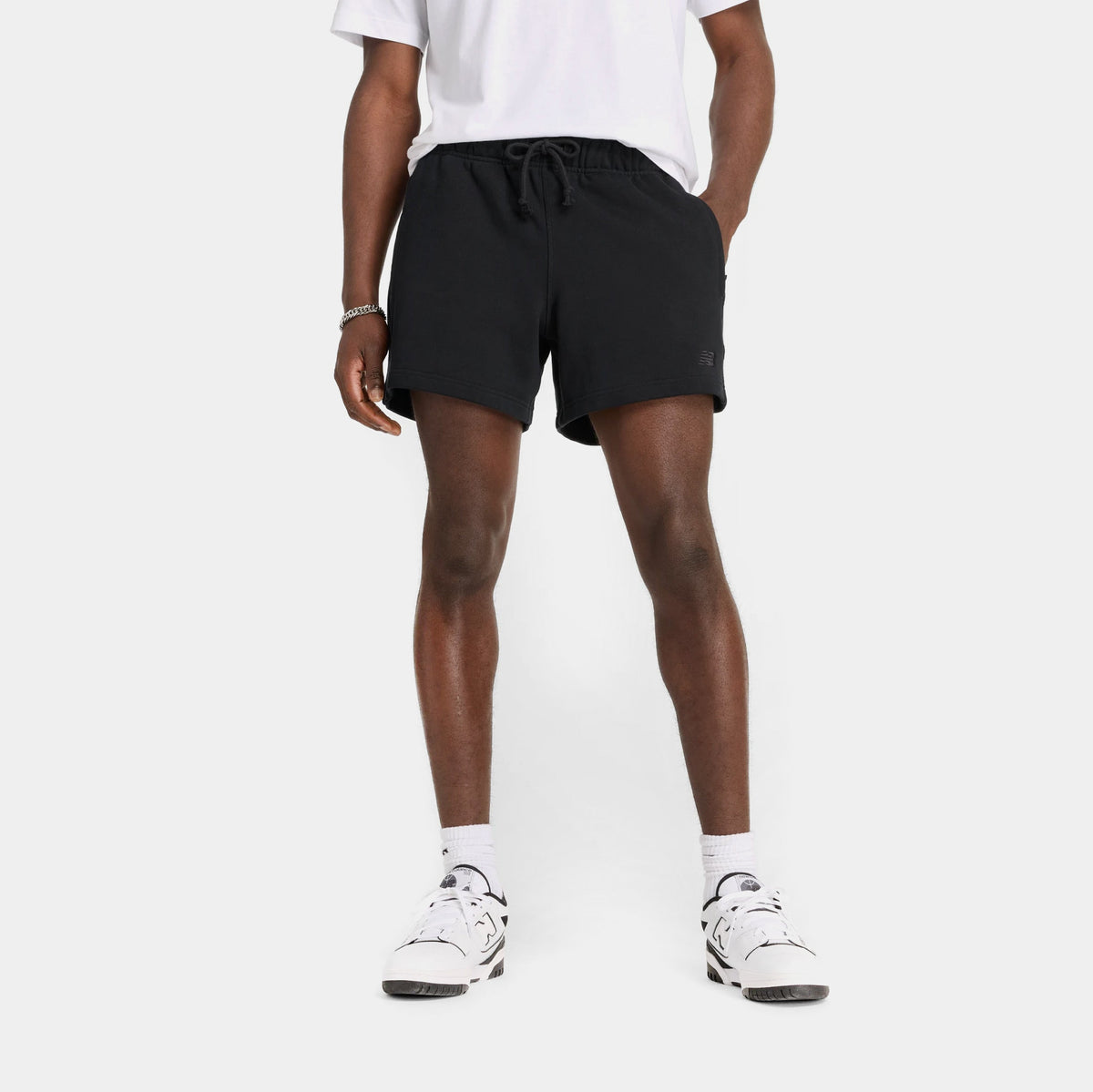 Exclusive Athletics 5" French Terry Mens Shorts (Black) — S — Front View