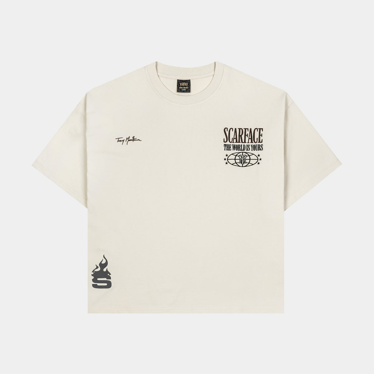 Exclusive SP x Scarface Vengeance Light Mens Short Sleeve Shirt (Beige/Taupe) — S — Front View