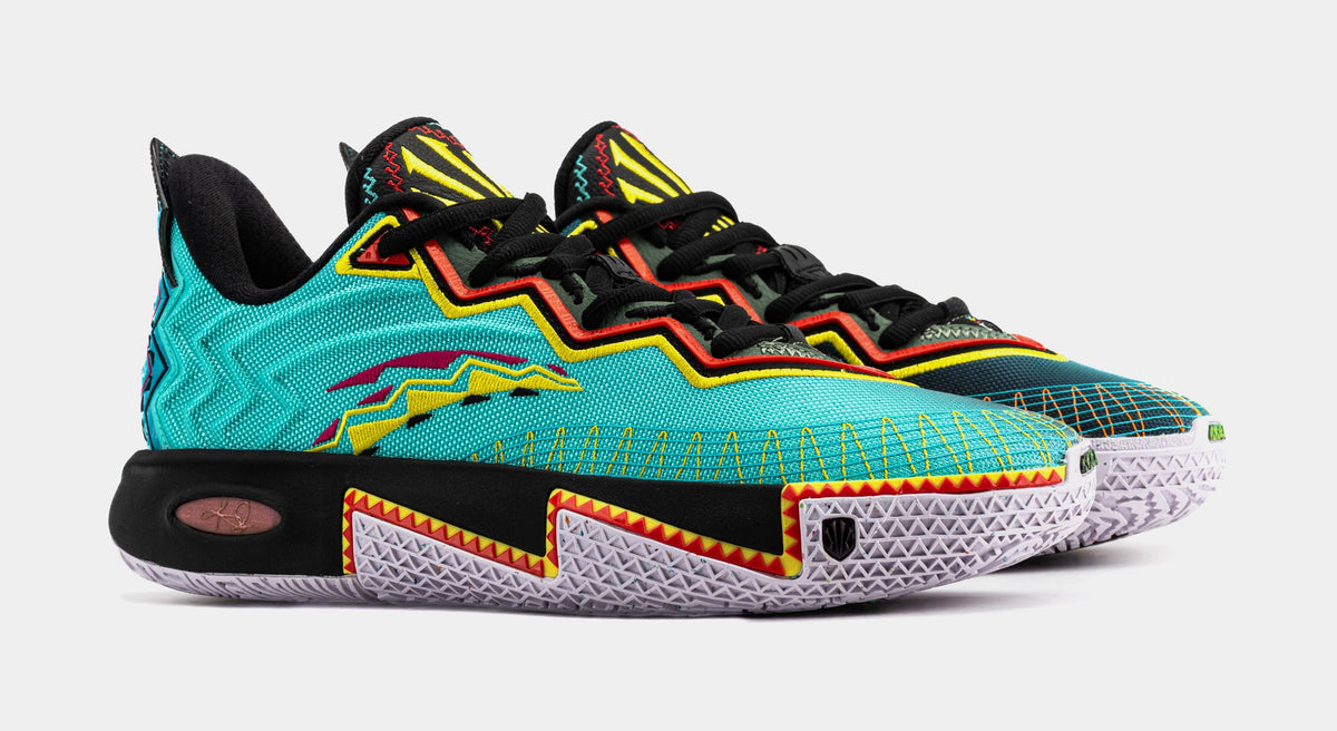 Exclusive Kai 2 Retro 90s Mens Basketball Shoes (Teal/Black/Orange) Final Sale — 8 — Top View