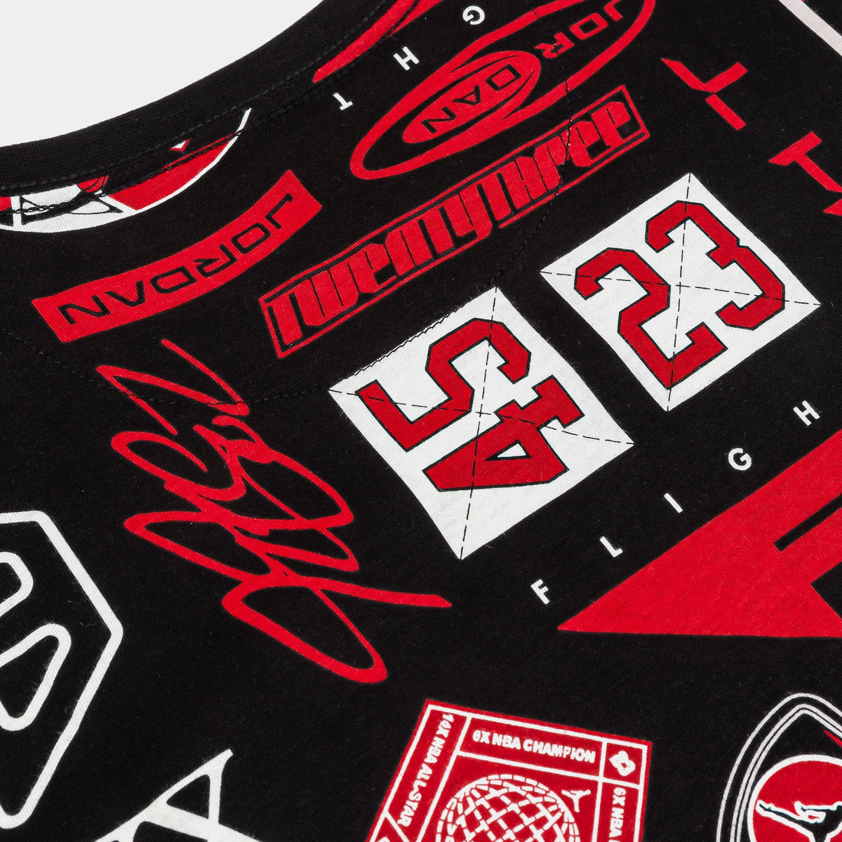Exclusive Flight Essentials Grade School Short Sleeve Shirt (Black/Red) — S — Side View