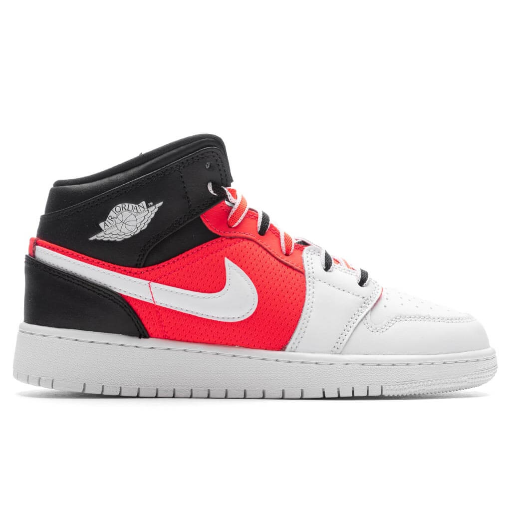 Jordan 1 Mid SE (GS) Grade School Basketball Sneakers – Black/White/Infrared – FB4417-016