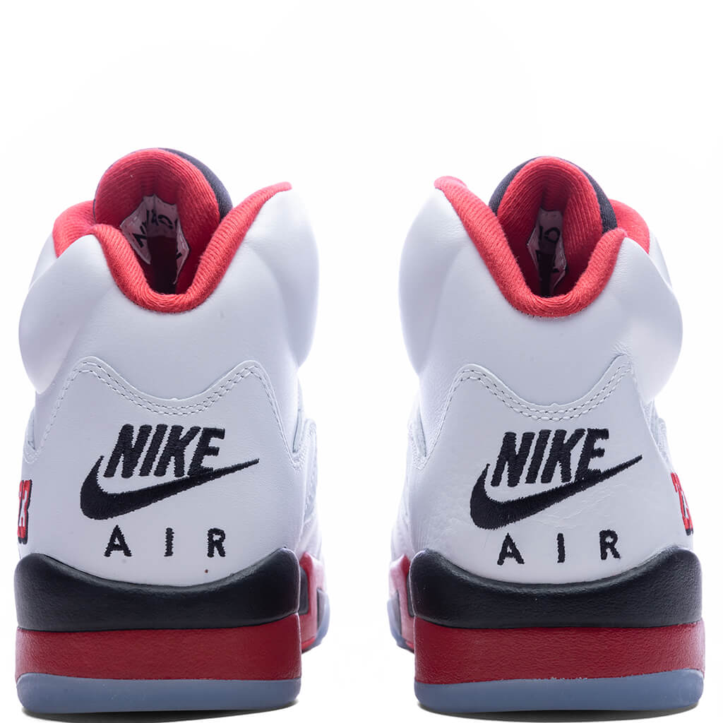 Jordan Air Jordan 5 Retro OG Fire Red 'Black Tongue' Basketball Sneakers – White/Fire Red/Black – HQ7978-101