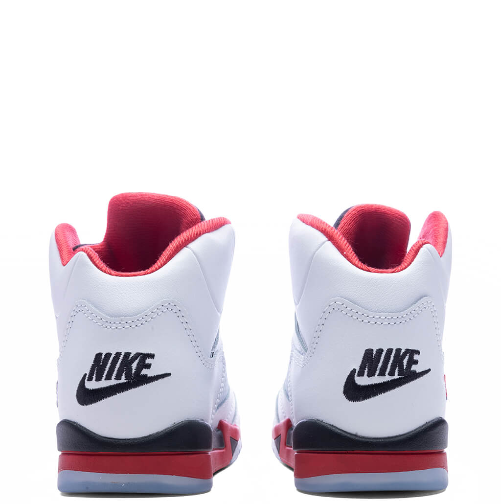 Jordan Air Jordan 5 Retro OG Fire Red 'Black Tongue' (PS) Preschool Sneakers – White/Fire Red/Black – HQ7979-101