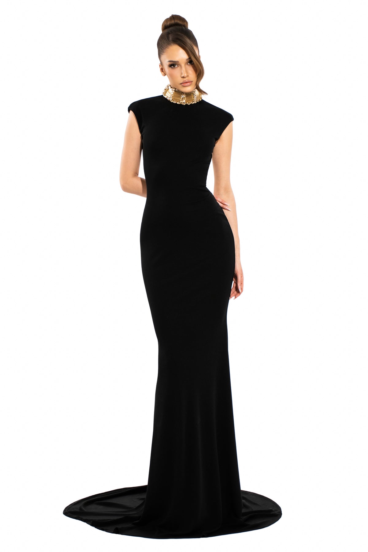 Exclusive Embellished Collar Gown (Limited Availability) — XXS — Front View