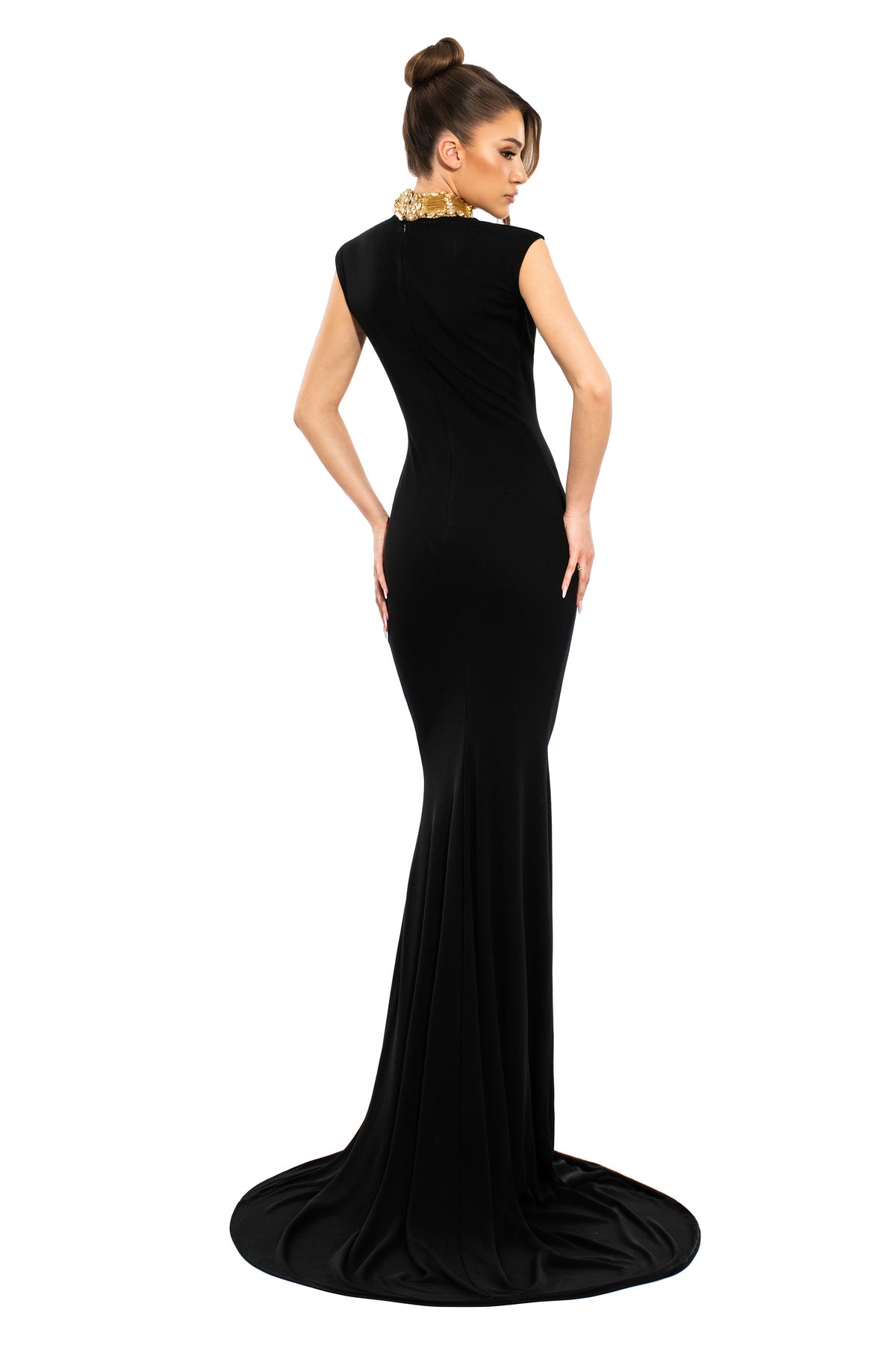 Exclusive Embellished Collar Gown (Limited Availability) — XXS — Side View