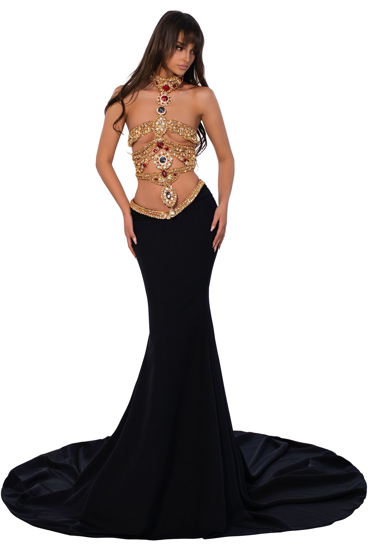 Exclusive Gilded Symphony Gown — XXS — Front View