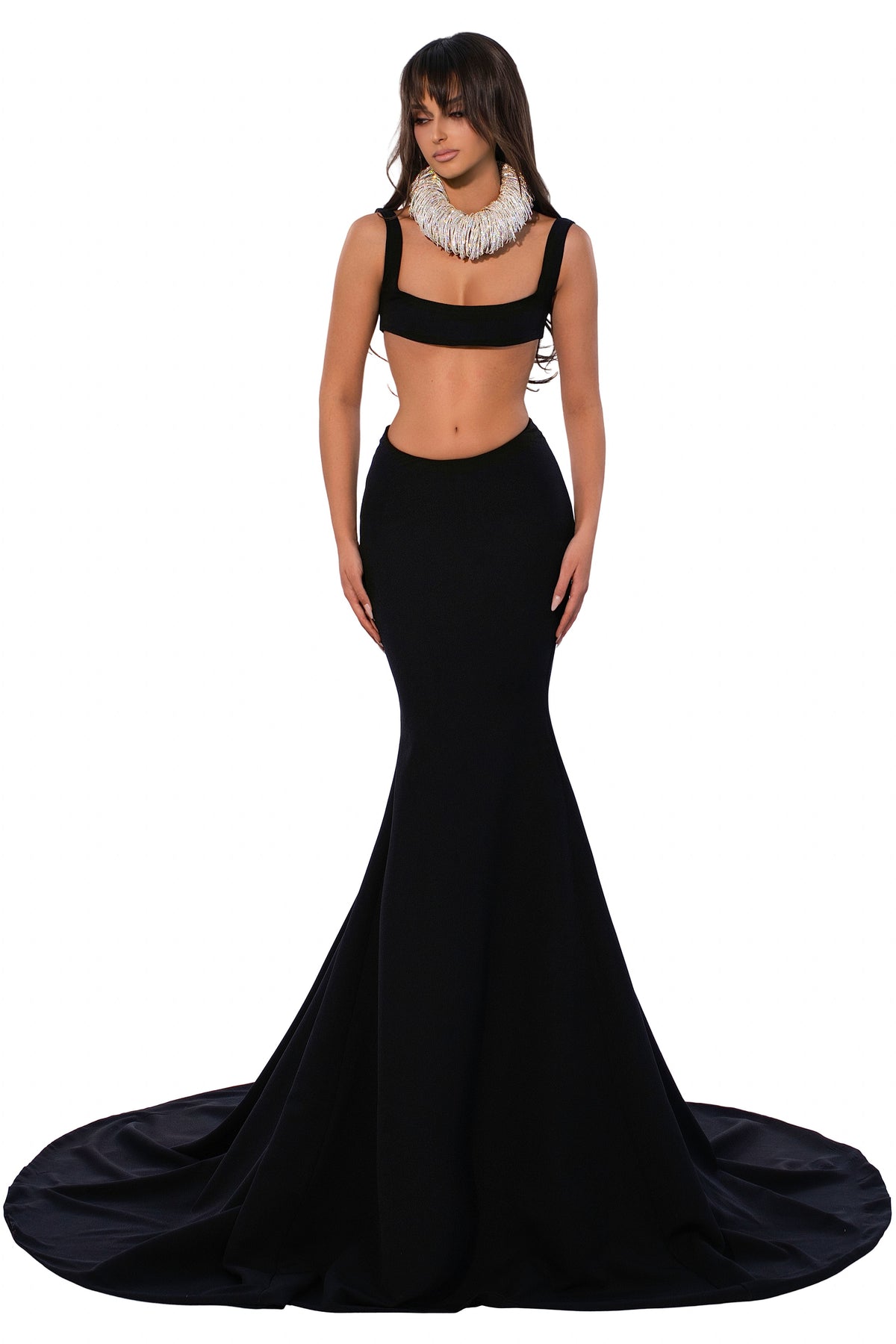 Exclusive Sterling Black Gown — XXS — Front View