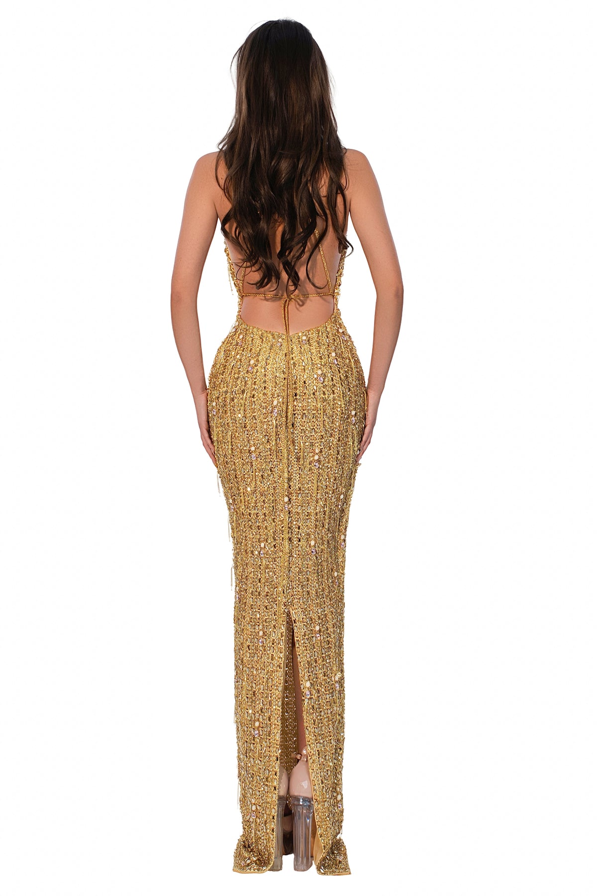 Exclusive Gilded Solstice Gown — XXS — Side View