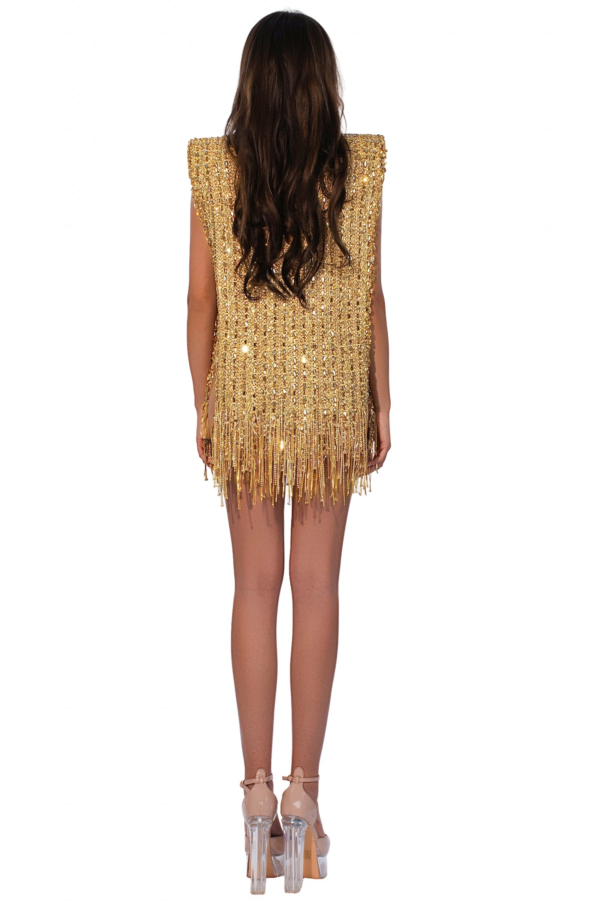 Exclusive Gilded Mini Dress — XXS — Side View