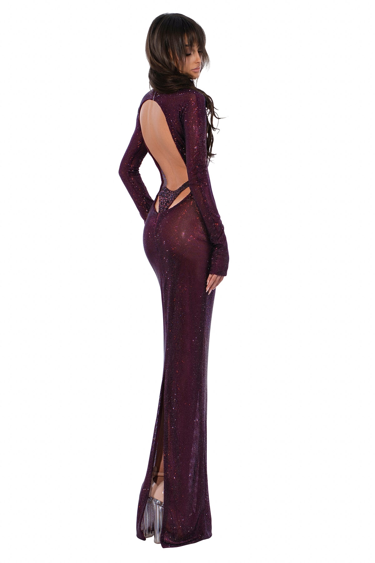 Exclusive Plum Sparkle Gown — XXS — Front View