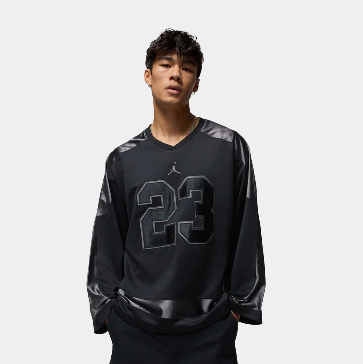 Exclusive Brooklyn Collegiate Hockey Mens Jersey (Black/Iron Grey/Iron Grey) — XS — Front View