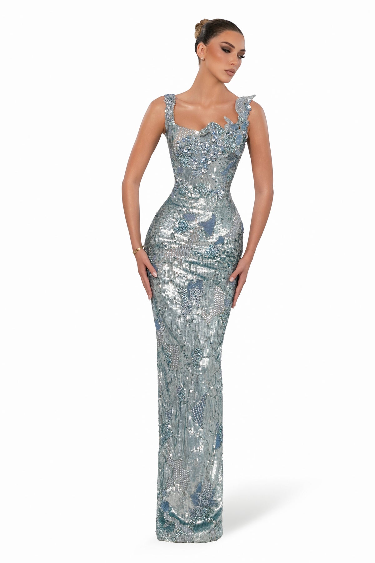 Exclusive Embellished Strap Gown (Limited Availability) — XXS — Back View