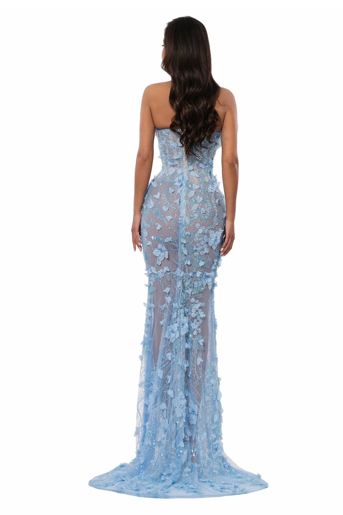 Exclusive Bow Floral Gown (Limited Availability) — XXS — Side View