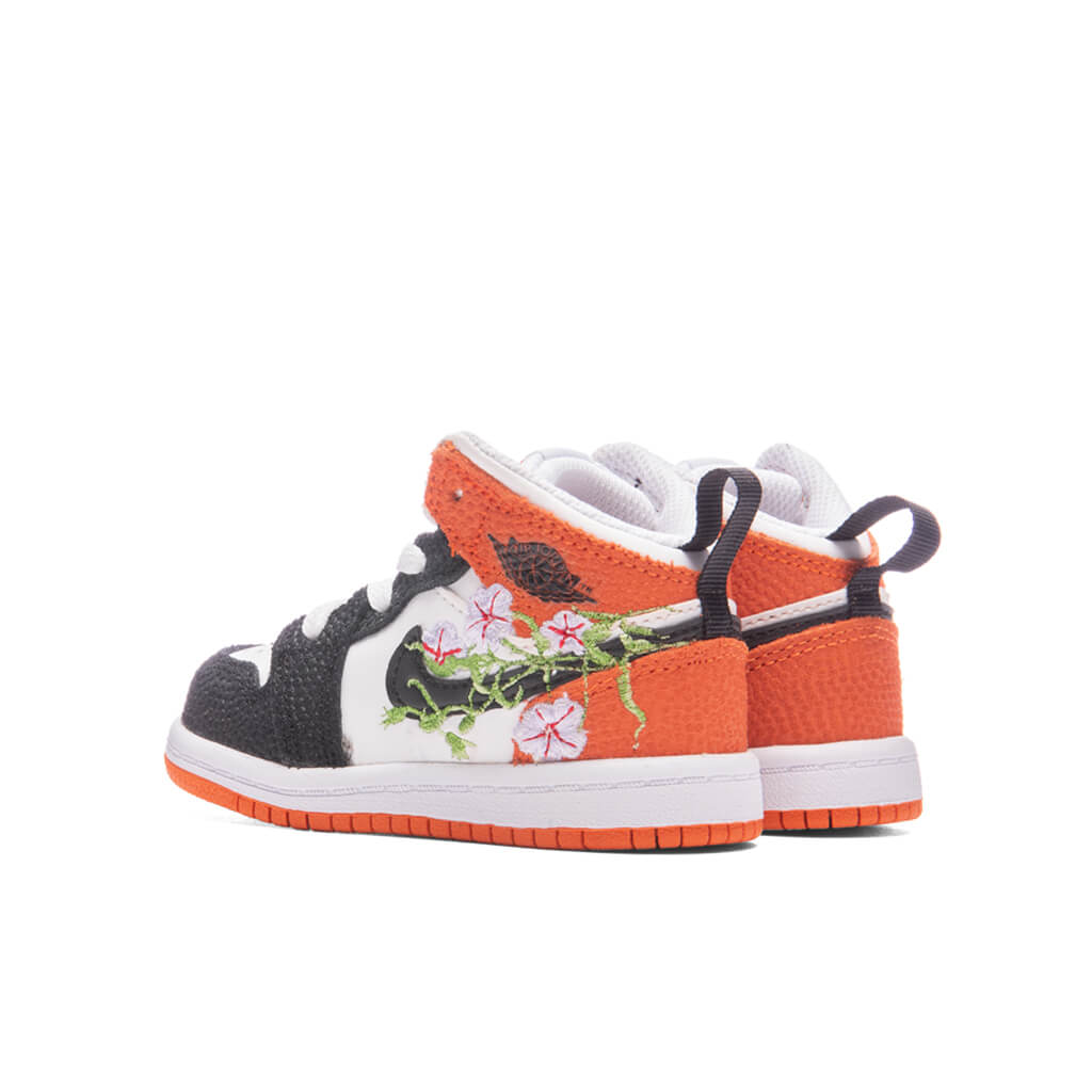Jordan 1 Mid SE (TD) Toddler Basketball Sneakers – White/Starfish/Vivid Green – DQ8391-100