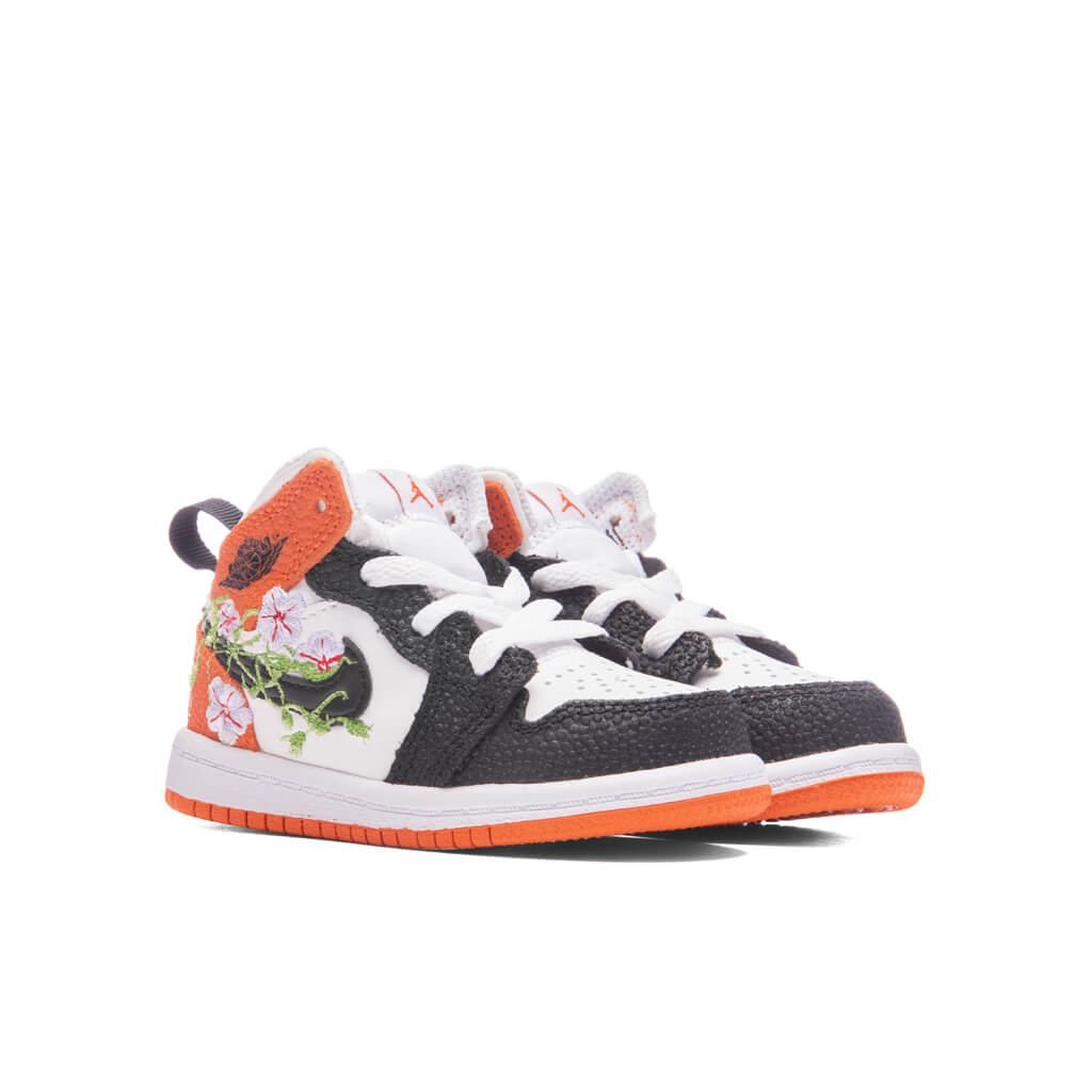 Jordan 1 Mid SE (TD) Toddler Basketball Sneakers – White/Starfish/Vivid Green – DQ8391-100