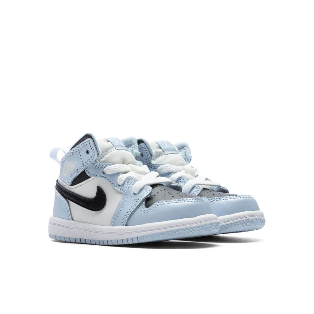 Jordan 1 Mid (TD) Toddler Basketball Sneakers – Ice Blue/Black/White – 644507-401