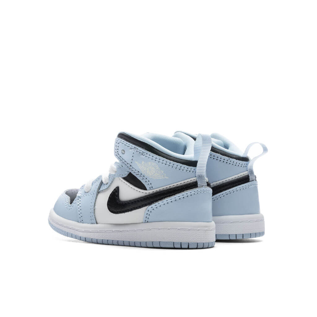 Jordan 1 Mid (TD) Toddler Basketball Sneakers – Ice Blue/Black/White – 644507-401