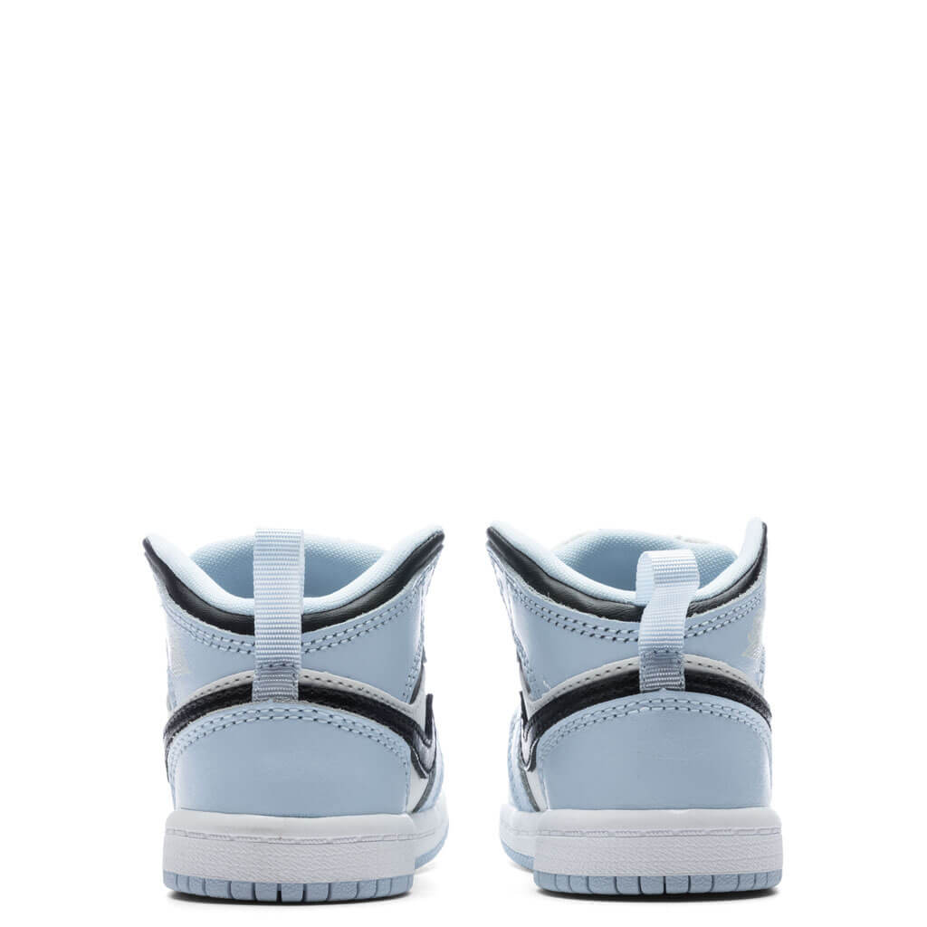 Jordan 1 Mid (TD) Toddler Basketball Sneakers – Ice Blue/Black/White – 644507-401