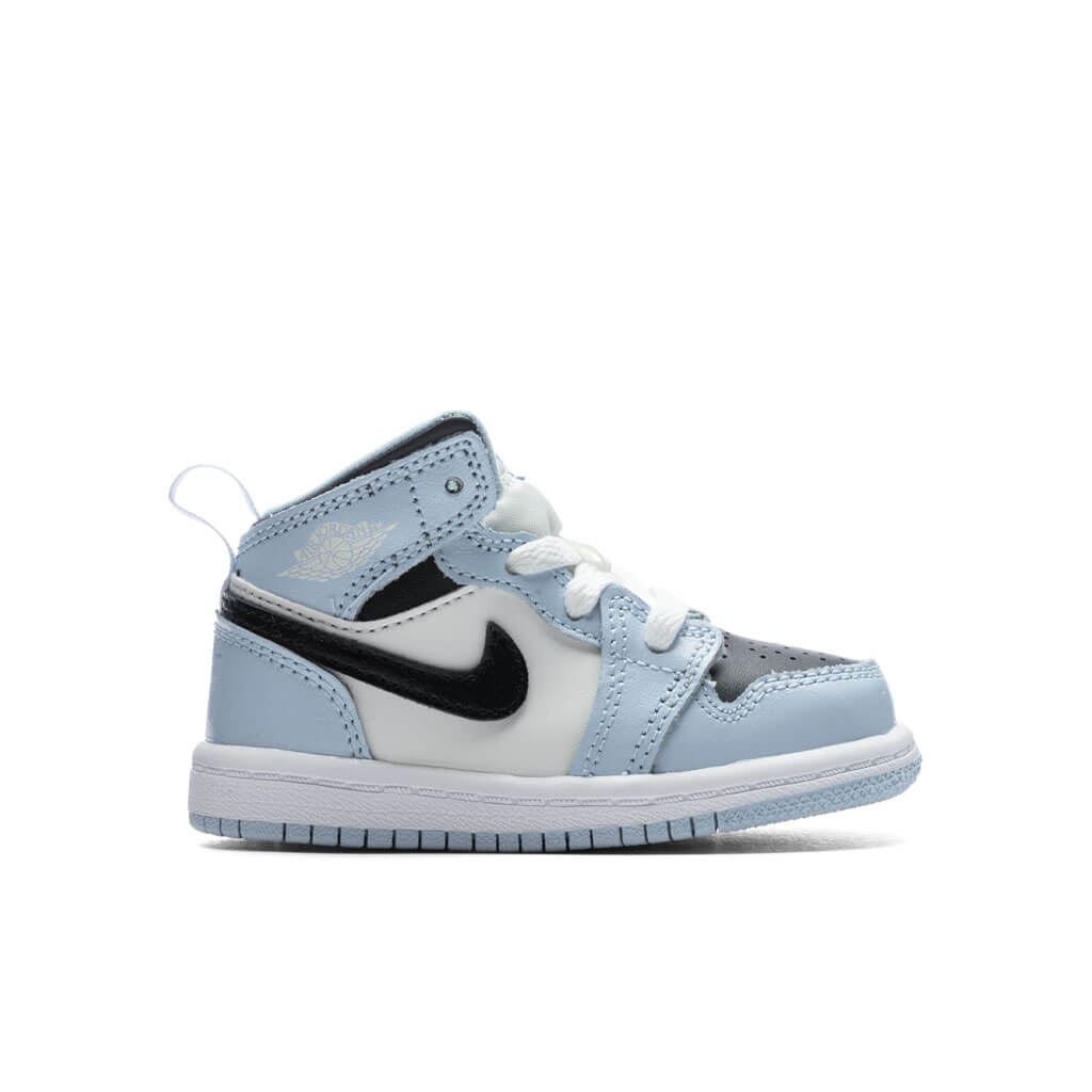 Jordan 1 Mid (TD) Toddler Basketball Sneakers – Ice Blue/Black/White – 644507-401