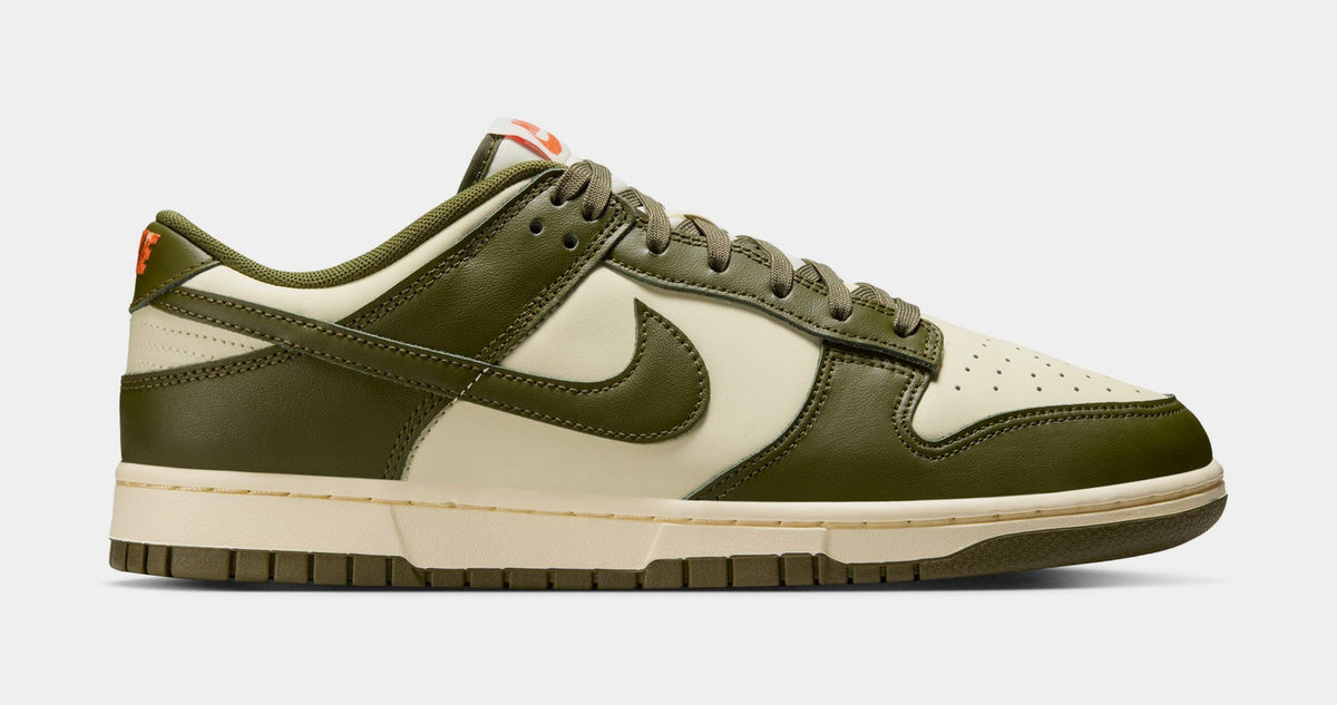 Exclusive Dunk Low Retro Mens Basketball Shoes (Coconut Milk/Rough Green/Electro Orange) — 6 — Front View
