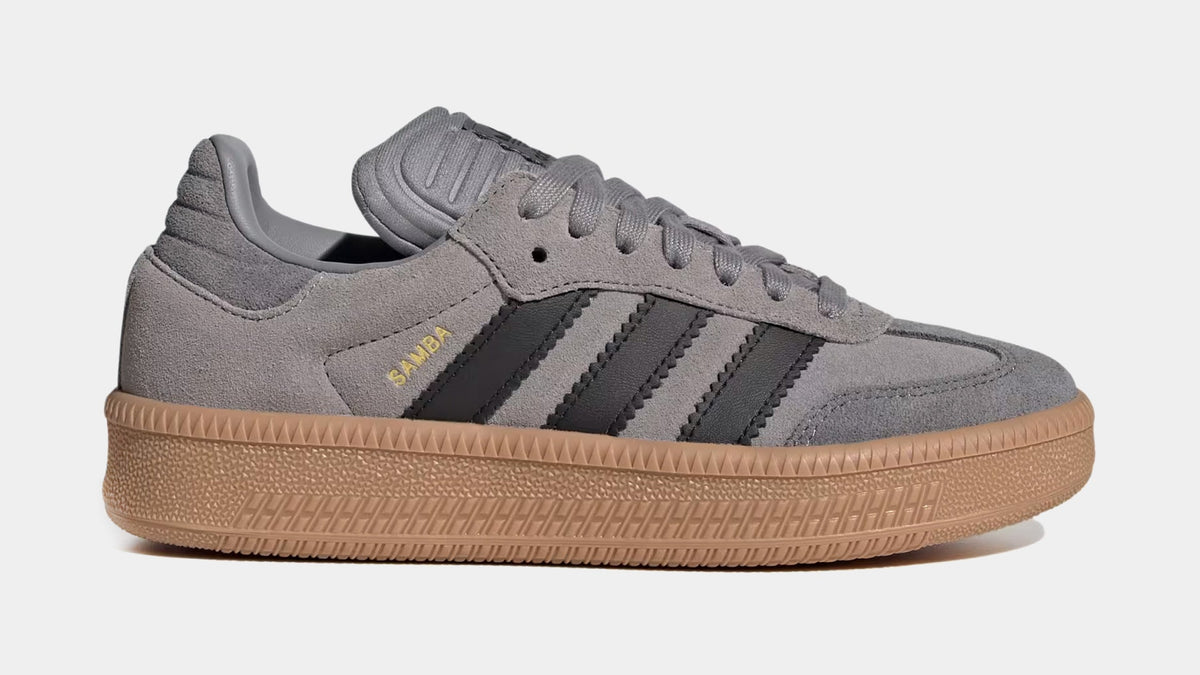 Exclusive Samba XLG Grade School Lifestyle Shoes (Grey Three/Core Black/Gum) — 3.5Y — Front View