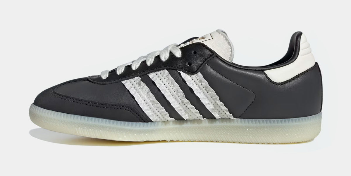 Exclusive Samba OG Ruffled 3 Stripes Womens Lifestyle Shoes (Carbon/Off White/Core Black) — 5 — Back View