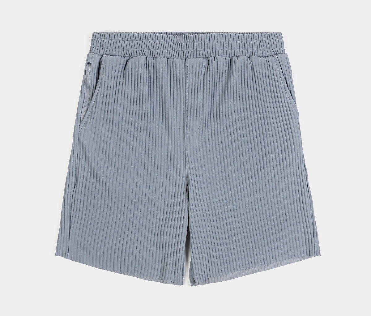 Exclusive Pleated Woven Mens Shorts (Blue) — S — Front View