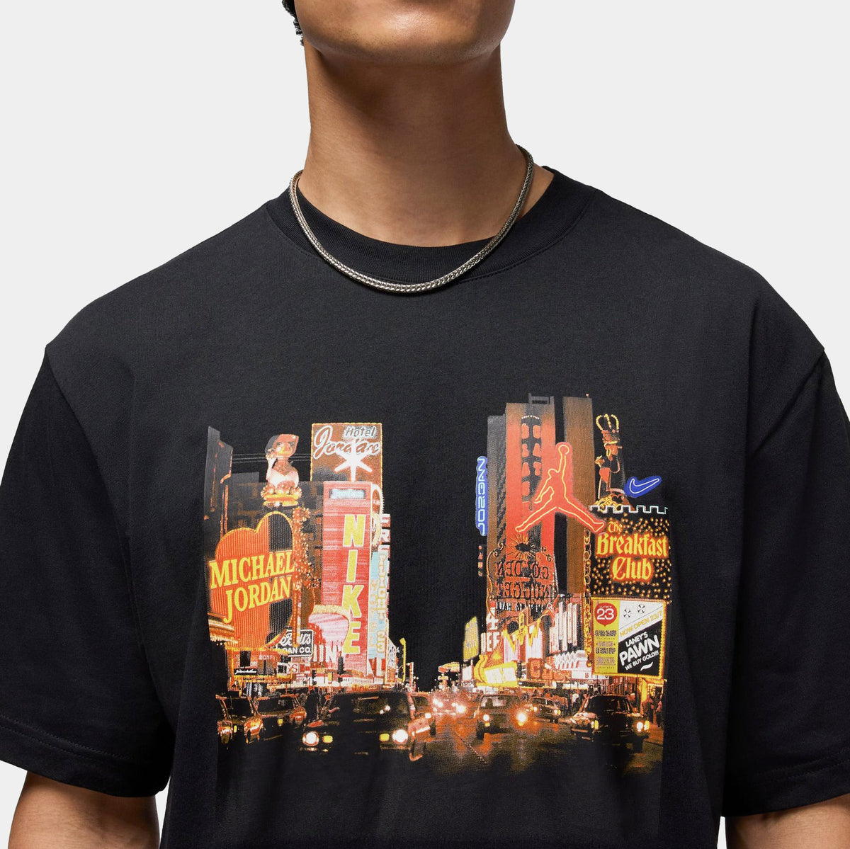 Exclusive Night City Lights Mens Short Sleeve Shirt (Black) — S — Back View