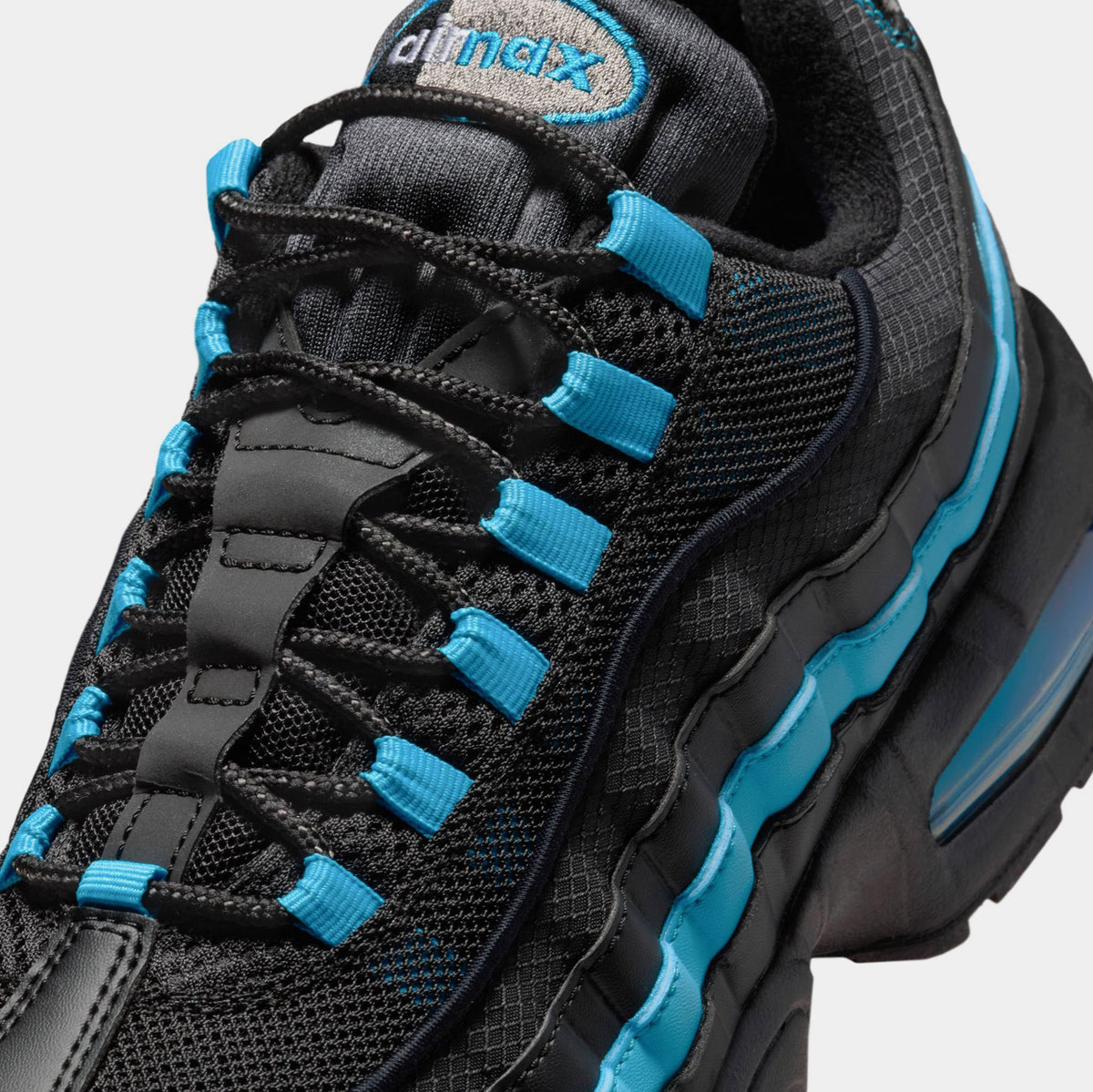 Exclusive Air Max 95 OG Mens Running Shoes (Black/Baltic Blue/Black/Pearl Grey) — 4 — Detail View